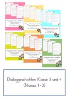 Vorschau - Aufgabenkarten - Materialpaket Dialoggeschichten Klasse 3/4 komplett - Deckblatt