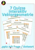 Vorschau - Aufgabenkarten - Materialpaket: interaktive PowerPoint-Quizze zur Vektorrechnung - Deckblatt