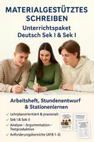 Vorschau - Stundenentwürfe - Materialgestütztes Schreiben – Komplettpaket Deutsch Sek I & II | Arbeitsheft, Stationenlernen & Stundenentwurf - Deckblatt