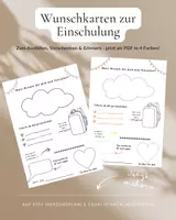 Vorschau - Anderer Materialtyp - 📚 Wunschkarten zum Schulstart – 4 liebevoll gestaltete Varianten - Deckblatt