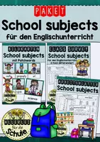 Vorschau - Arbeitsblätter - School Subjects Englisch Materialpaket: Bildkarten, Arbeitsblätter, Spiele & Class Survey - Deckblatt