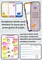 anteprima - Materiale di supporto/inclusione - Accoglienza Starter Pack - due calendari, segnalibri, poster incarichi - Pagina di copertina