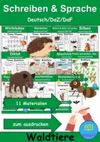 Vorschau - Unterrichtsreihen - Materialpaket - Schreiben und Sprache Thema Tiere im Wald - DaZ/DaF, Deutsch - Deckblatt