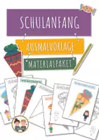 Vorschau - Arbeitsblätter - Materialpaket – Arbeitsblätter: meine Schultüte / Einschulung – Ausmalvorlage 1 & 2 - Deckblatt