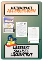 Vorschau - Arbeitsblätter - Materialpaket Allerheiligen | Lesetext + Fragen - Suchsel - Lückentext - (inkl. Lösungen) - Deckblatt