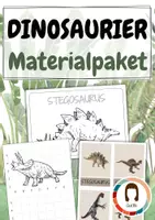 Vorschau - Arbeitsblätter - Dinosaurier Materialpaket (Sparpaket) – Zeichnen lernen, Lernkarten & Ausmalbilder - Deckblatt