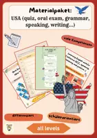 Vorschau - Arbeitsblätter - Materialpaket: 9 USA materials (2 exams, creative tasks, projects...) + one present - 9 competences - Deckblatt