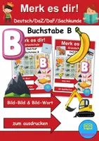 Vorschau - Stationenlernen - Materialpaket - Merk es dir! Buchstabe B - 2 Versionen - DaZ/DaF, Deutsch (Grundschule) - Deckblatt
