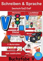 Vorschau - Arbeitsblätter - Materialpaket - Schreiben und Sprache Thema Buchstabe V - DaZ/DaF, Deutsch - Deckblatt