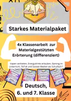Vorschau - Fördermaterial/Inklusion - Materialgestützte Erörterung Klasse 7/8 – Klassenarbeit (4x) - Deckblatt