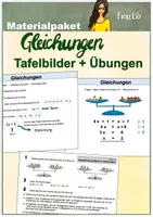 Vorschau - Arbeitsblätter - Materialpaket Gleichungen: Tafelbilder und Aufgaben - Deckblatt