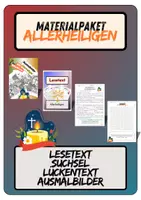 Vorschau - Arbeitsblätter - Materialpaket Allerheiligen | Lesetext + Fragen - Suchsel - Lückentext - Ausmalbilder (inkl. Lösungen) - Deckblatt