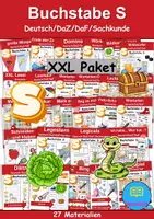 Vorschau - Unterrichtsreihen - Materialpaket - Buchstabe S XXL Paket Wortschatzpaket - DaZ/DaF, Deutsch, Sachunterricht (Grundschule) - Deckblatt
