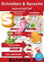 Vorschau - Arbeitsblätter - Materialpaket - Schreiben und Sprache Thema Buchstabe S - DaZ/DaF, Deutsch - Deckblatt