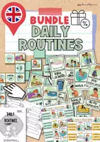 Vista previa - Hojas de trabajo - Inglés ESO – BUNDLE: Rutinas diarias (Flashcards, Booklet, Clip Cards, Juegos de vocabulario) - Portada