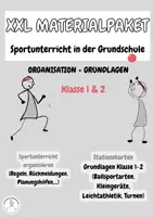 Vorschau - Stundenentwürfe - XXL Materialpaket Sportunterricht Grundschule (Klasse 1 & 2) inklusive Organisation (Regeln, Planungshilfen,...) & Stationskarten (Turnen, Leichtathletik, Bälle, Kleingeräte) - Deckblatt