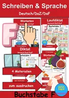 Vorschau - Mal- und Bastelvorlagen - Materialpaket - Schreiben und Sprache Thema Buchstabe F - DaZ/DaF, Deutsch - Deckblatt