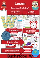 Vorschau - Arbeitsblätter - Materialpaket - Lesen Buchstabe W - DaZ/DaF, Deutsch, Sachunterricht - Deckblatt