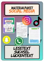 Vorschau - Arbeitsblätter - Materialpaket Social Media | Lesetext + Fragen - Suchsel - Lückentext (inkl. Lösungen) - Deckblatt