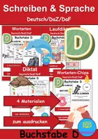 Vorschau - Arbeitsblätter - Materialpaket - Schreiben und Sprache Thema Buchstabe D - DaZ/DaF, Deutsch - Deckblatt