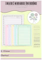 Vorschau - Arbeitsblätter - Arbeitsblatt: Deutsch Lineatur 3 - einzeilig 5 mm - DIN A4 mit Name und Datum mit Rahmen nummeriert ||20 Seiten Paket Bk197x36 - Deckblatt