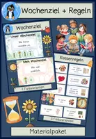 Vorschau - Poster - Klassenorganisation - Ziel der Woche + Klassenregeln Materialpaket – Wochenziel & Regeln Grundschule | Growth Mindset - Deckblatt