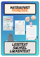 Vorschau - Arbeitsblätter - Materialpaket Nordssee | Lesetext + Fragen - Suchsel - Lückentext (inkl. Lösungen) - Deckblatt