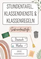 Vorschau - Poster - Klassenzimmer Materialpaket | Dienste, Stundenplan & Regeln - Beige Design - Deckblatt