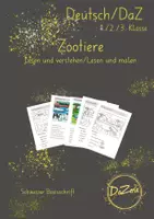 Vorschau - Unterrichtsreihen - Materialpaket Lesen und verstehen/lesen und malen Zootiere - Deckblatt