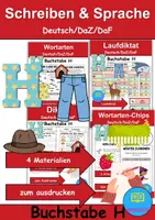Vorschau - Mal- und Bastelvorlagen - Materialpaket - Schreiben und Sprache Thema Buchstabe H - DaZ/DaF, Deutsch - Deckblatt