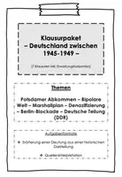 Vorschau - Arbeitsblätter - Klausurpaket Deutschland 1945-1949 (7er-Set): Nachkriegszeit, Potsdamer Abkommen, Marshallplan, Deutsche Teilung, Denazifierung (inkl. EWH) - Deckblatt