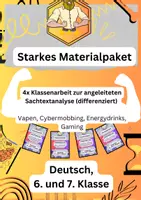 Vorschau - Fördermaterial/Inklusion - Sachtextanalyse Klassenarbeit (4x) - Deckblatt