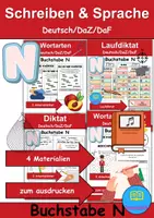 Vorschau - Arbeitsblätter - Materialpaket - Schreiben und Sprache Thema Buchstabe N - DaZ/DaF, Deutsch - Deckblatt
