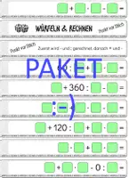 Vorschau - Stationenlernen - PAKET Würfelspiel vier Übungsfächer "Würfeln und Rechnen" Rechenregeln - Deckblatt