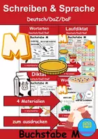 Vorschau - Arbeitsblätter - Materialpaket - Schreiben und Sprache Thema Buchstabe M - DaZ/DaF, Deutsch - Deckblatt