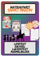 Vorschau - Mal- und Bastelvorlagen - Materialpaket St. Martin | Lesetext + Fragen - Suchsel - Lückentext - Ausmalbilder(inkl. Lösungen) - Deckblatt