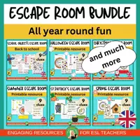 Vista previa - Unidades / Secuencias / Situaciones de Aprendizaje - Ultimate ESL Escape Room Growing Bundle | Low prep | printable | Grade 1-4 - Portada