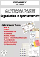 Vorschau - Stundenentwürfe - ORGANISATION im Sportunterricht - Großes Materialpaket / REGELN / SIGNALE / BELOHNUNGSSYSTEM / GRÜNE-GELBE-ROTE KARTE / BEWEGUNGSRÄUBER / ELTERNINFOS / RÜCKMELDUNGEN / PLANUNGSHILFEN / GRUPPENEINTEILUNG / STATIONSNUMMERN - Deckblatt