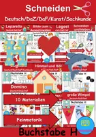 Vorschau - Mal- und Bastelvorlagen - Materialpaket - Schneiden Buchstabe H - Feinmotorik - Wortschatz - Deckblatt