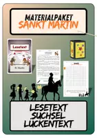Vorschau - Arbeitsblätter - Materialpaket St. Martin | Lesetext + Fragen - Suchsel - Lückentext (inkl. Lösungen) - Deckblatt