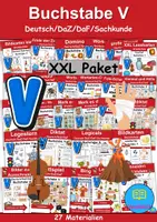 Vorschau - Unterrichtsreihen - Materialpaket - Buchstabe V XXL Paket Wortschatzpaket - DaZ/DaF, Deutsch, Sachunterricht (Grundschule) - Deckblatt
