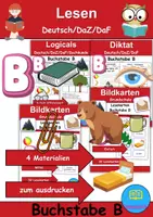 Vorschau - Arbeitsblätter - Materialpaket - Lesen Buchstabe B - DaZ/DaF, Deutsch, Sachunterricht - Deckblatt