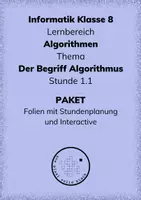 Vorschau - Stundenentwürfe - Informatik 8 - Algorithmen - Stunde 1.1 - Definition PAKET - Deckblatt