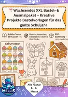 Vorschau - Mal- und Bastelvorlagen - XXL Bastel- & Ausmalpaket, 1-6 Klasse Kunst - Deckblatt
