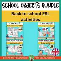Vista previa - Juegos / Gamificación - School Objects/Back to School Bundle | ESL activities printable | K - grade 4 - Portada