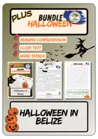 Vorschau - Arbeitsblätter - Plus Bundle - Halloween in Belize | Reading - Close Text - Word Search - Deckblatt