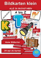 Vorschau - Arbeitsblätter - XXL Paket Kleine Bildkarten Buchstaben A bis Z - Vokabelkarten - Deckblatt