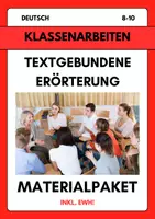 Vorschau - Arbeitsblätter - Materialpaket - Deutsch Klassenarbeiten: Textgebundene Erörterung (stetig wachsendes Materialpaket, 8.–10. Klasse) - Deckblatt