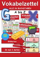 Vorschau - Arbeitsblätter - XXL Paket Vokabelzettel/Bildkarten - Buchstaben A bis Z - Deckblatt