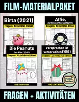 Vorschau - Arbeitsblätter - Film-Materialpaket : Birta (2021), Die Peanuts – Der Film (2015), Alfie, der kleine Werwolf (2011) und Versprochen ist versprochen (1996). - Deckblatt